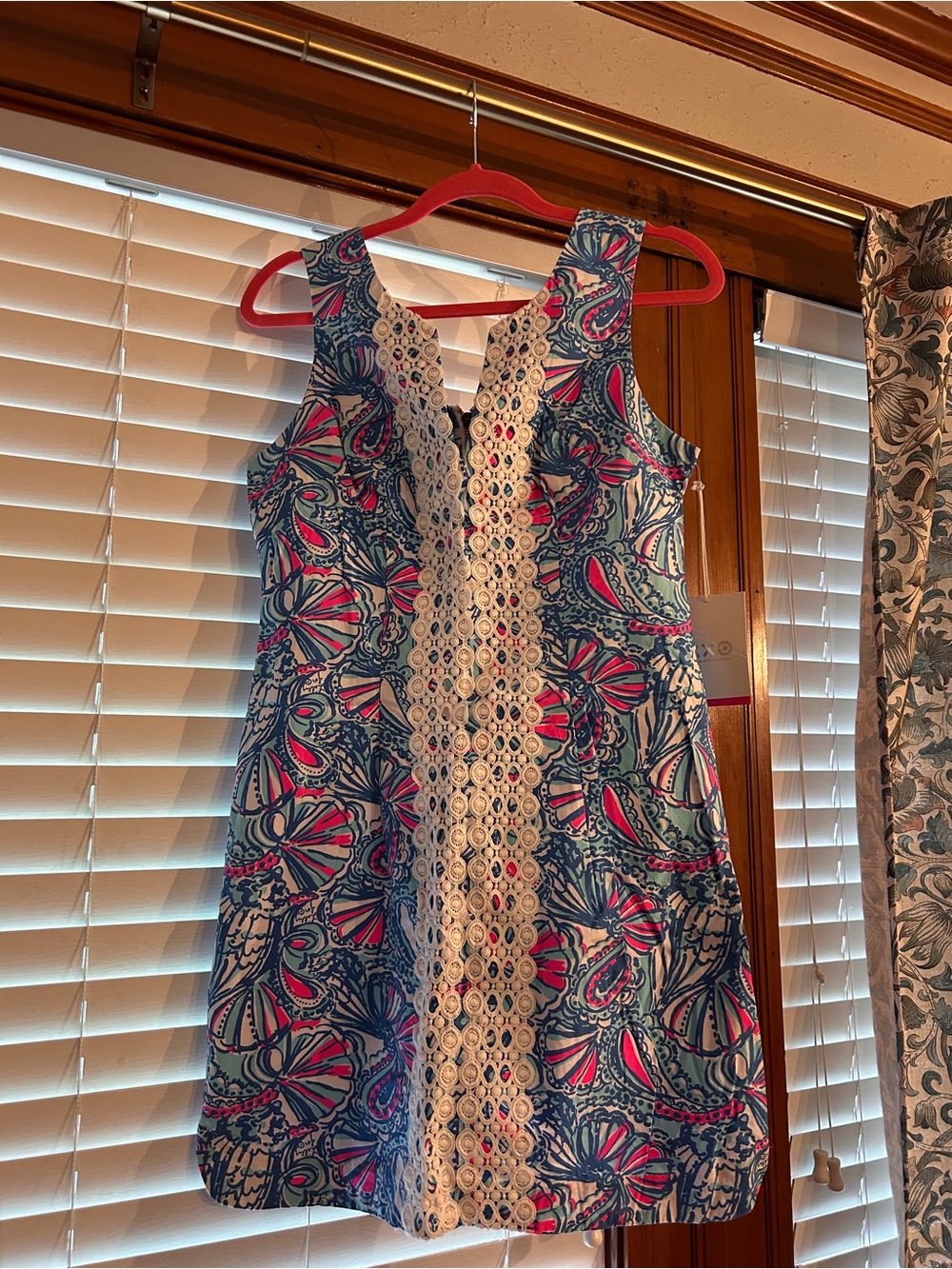 Lilly Pulitzer X Target Blue and Pink Lace-Front Sleeveless Mini Dress